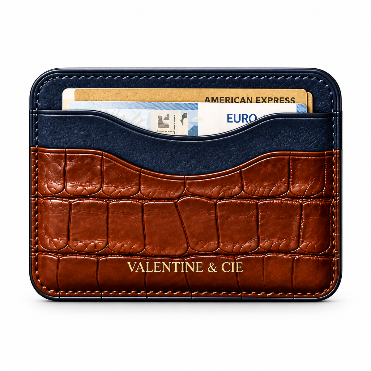 The Signature Cardholder – Cognac Navy