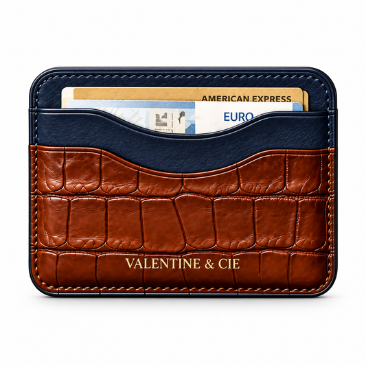 The Signature Cardholder – Cognac Navy