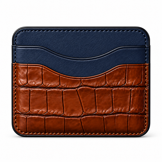 The Signature Cardholder – Cognac Navy